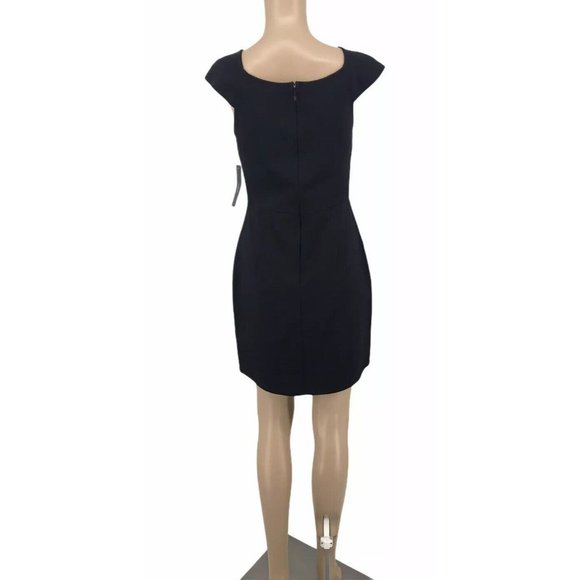 Lulus Sheath Mini Dress M Cap Sleeve V Neck Black Above Knee Short Stretchy NWT - Picture 4 of 7